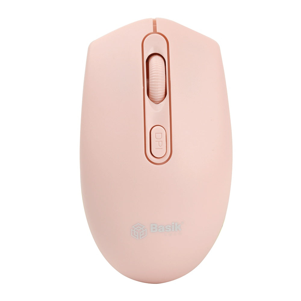 Mouse inalámbrico económico rosado Basik