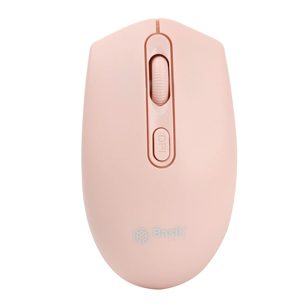 Mouse inalámbrico económico rosado Basik