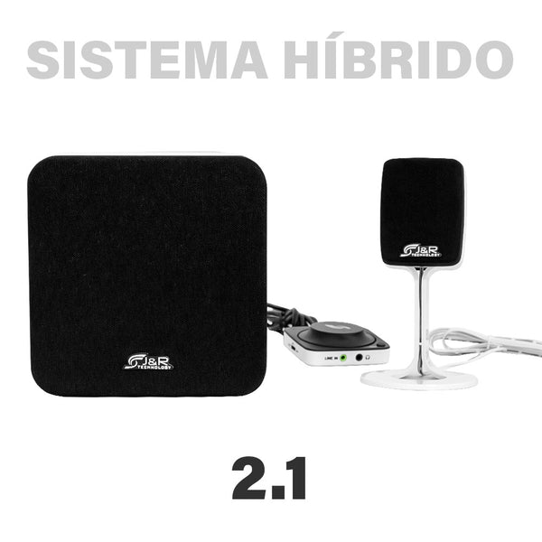 Parlante teatro en casa 2.1 blanco 80W blanco controlador