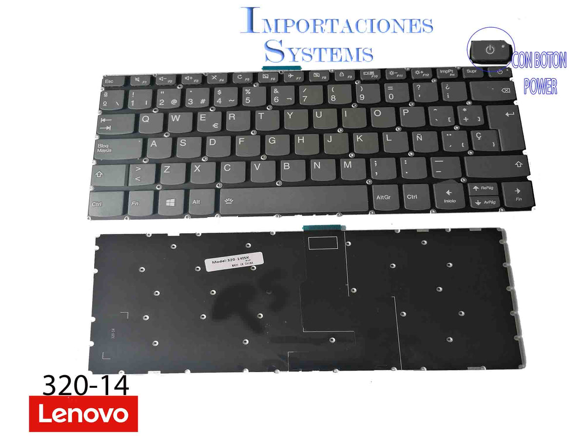 Teclado portátil Lenovo 320-14 con power
