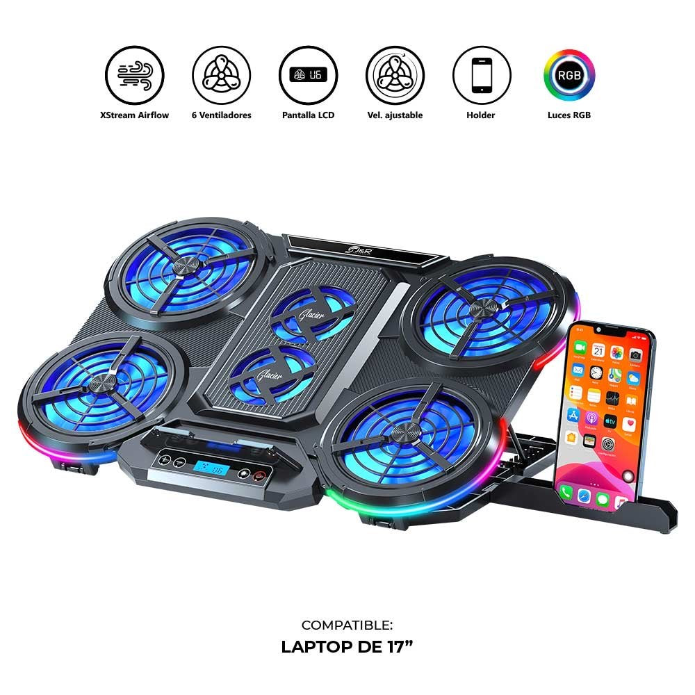 Base refrigerante 6 coolers glacier RGB JYR ultra
