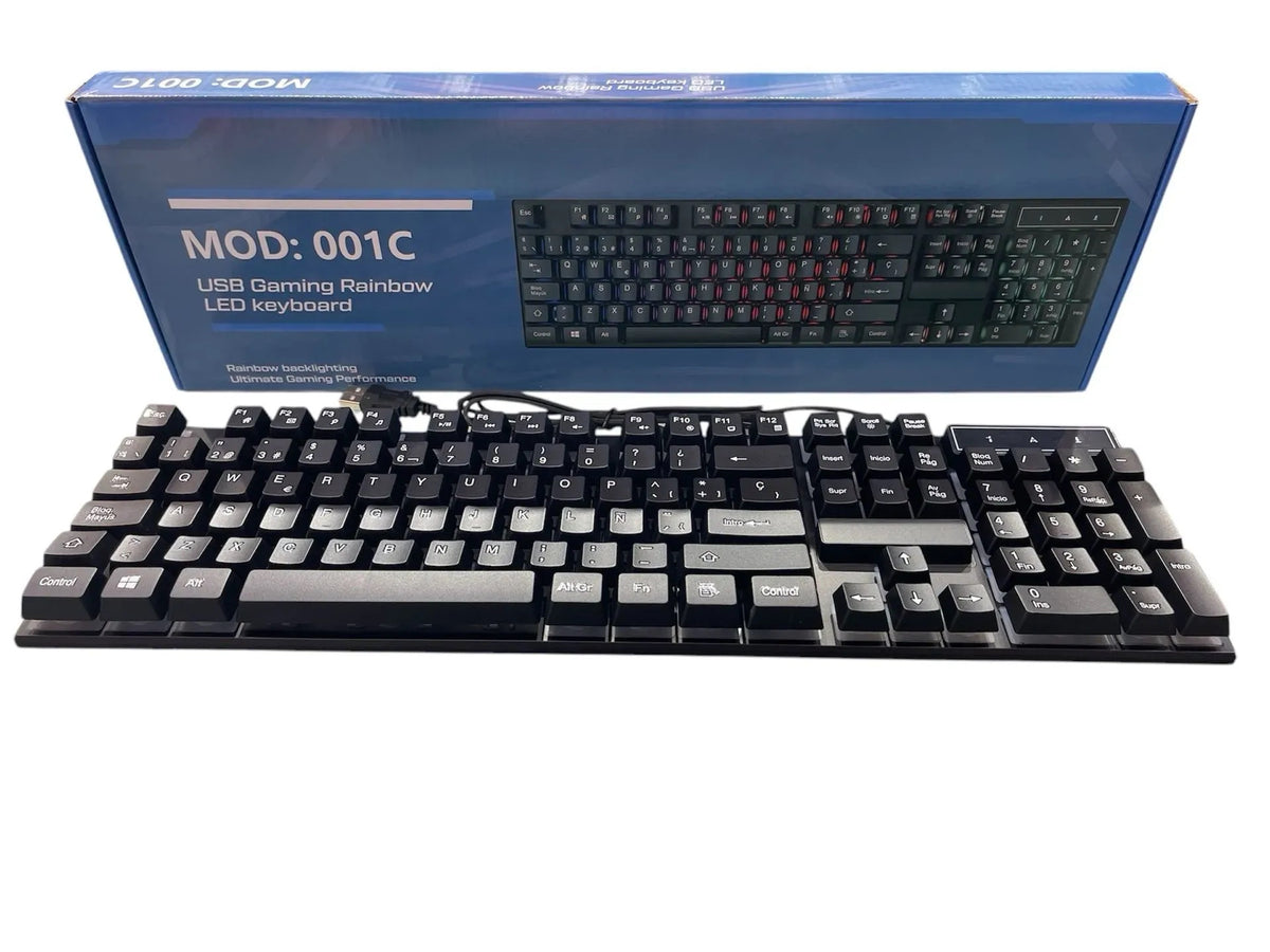 Teclado USB cableado RGB 001C tipo gamer