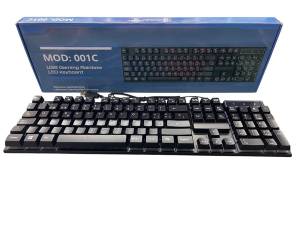 Teclado USB cableado RGB 001C tipo gamer