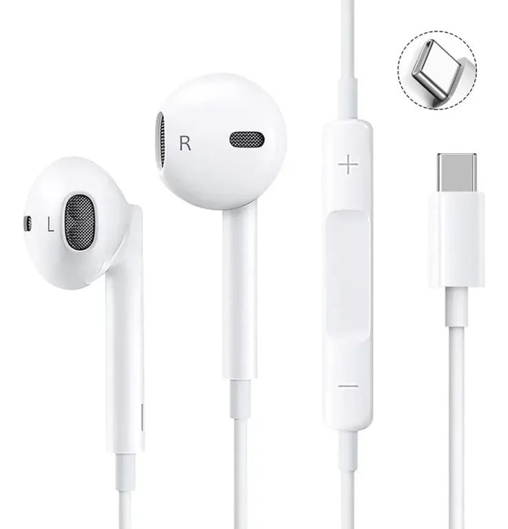 Manos libres audífonos cableado tipo c blanco EarPods nj-iph