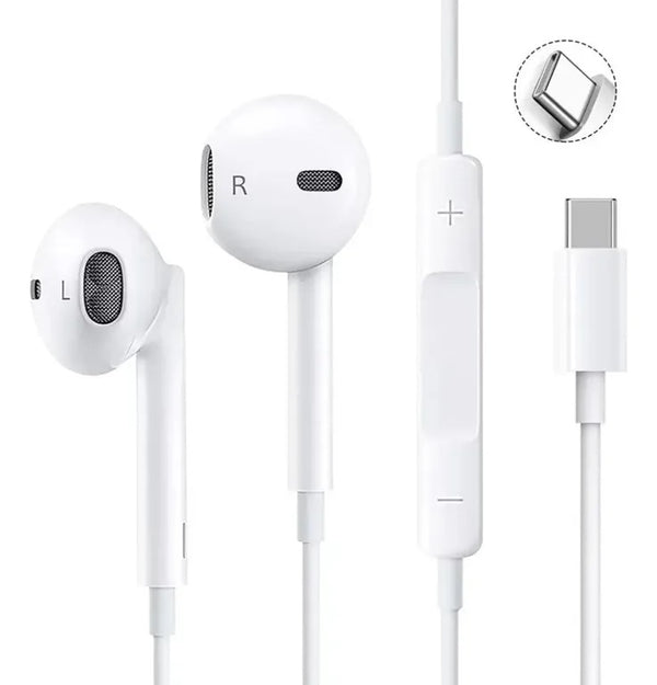 Manos libres audífonos cableado tipo c blanco EarPods nj-iph