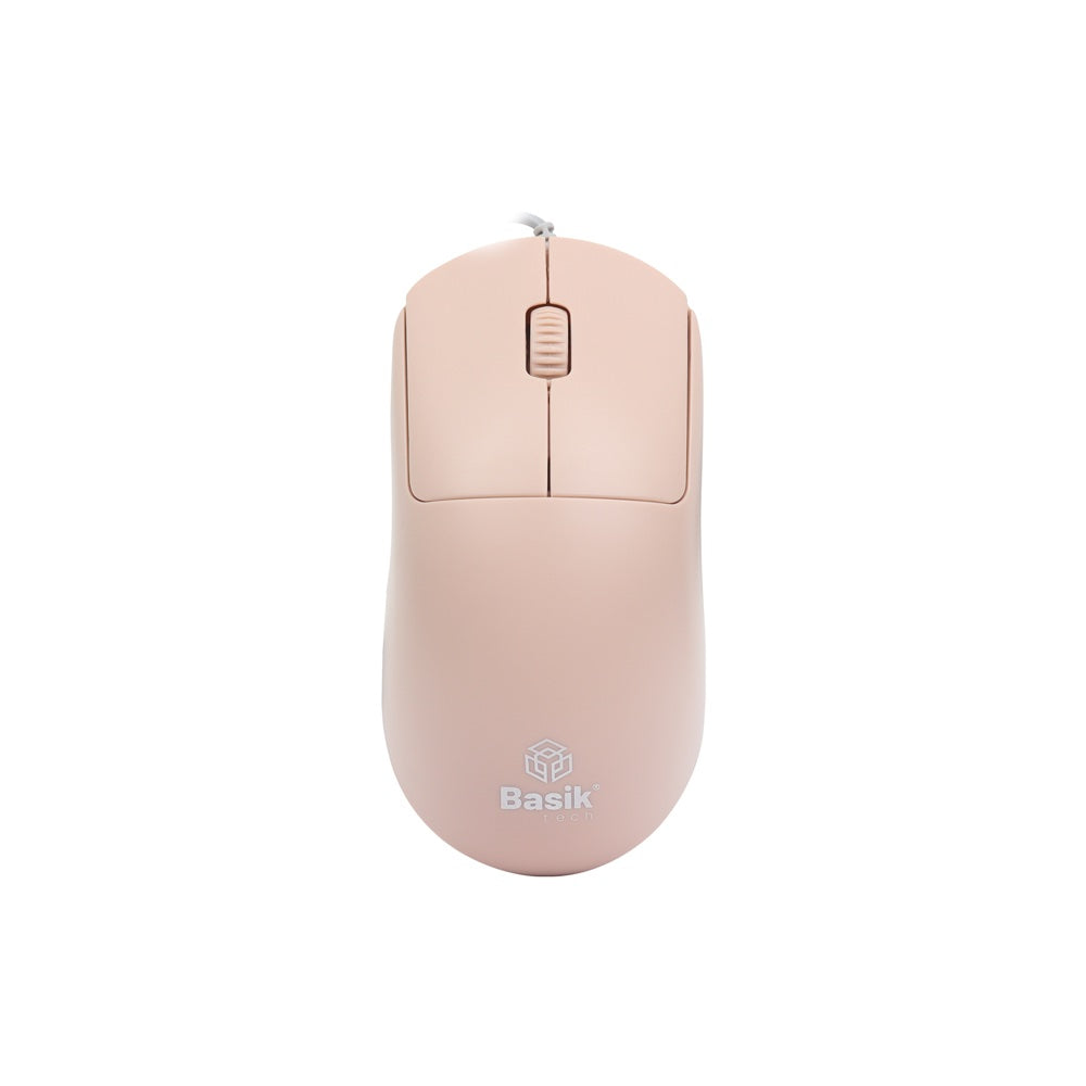 Mouse cableado USB rosado Basik