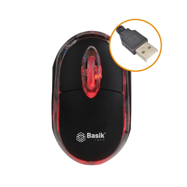 Mouse cableado USB MINI negro Basik
