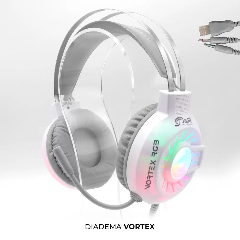 Diadema gamer vortex blanca + cable en y JYR 075-MV