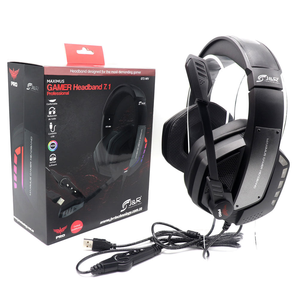 Diadema gamer PRO 7.1 maximus RGB USB JYR