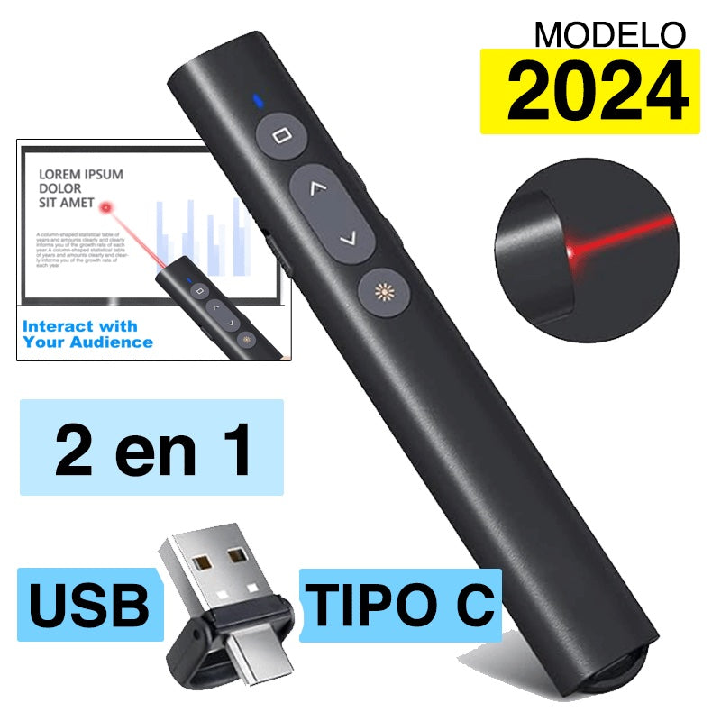 Apuntador láser diapositivas 2EN1 tipo c y USB