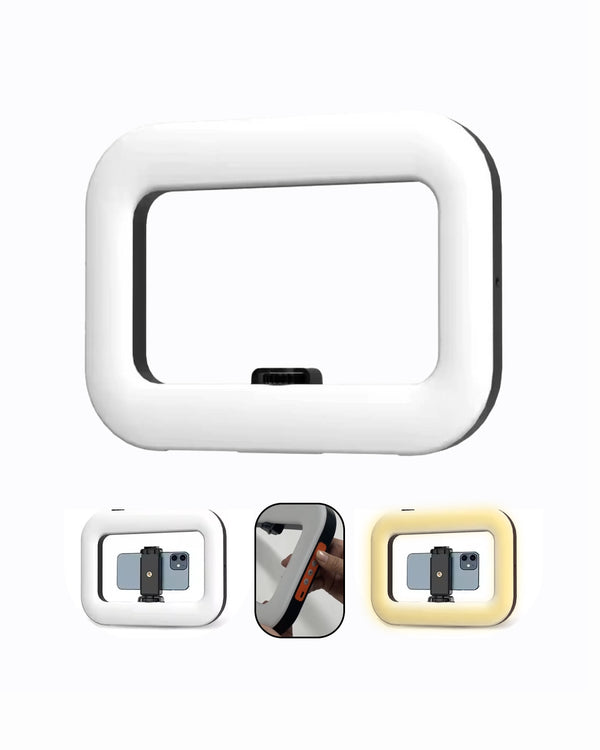 Aro de luz cuadrado recargable + tripode para teléfono E-30