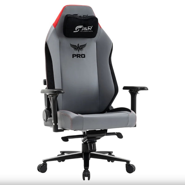 Silla gamer JYR premium (obsidian) gris/rojo