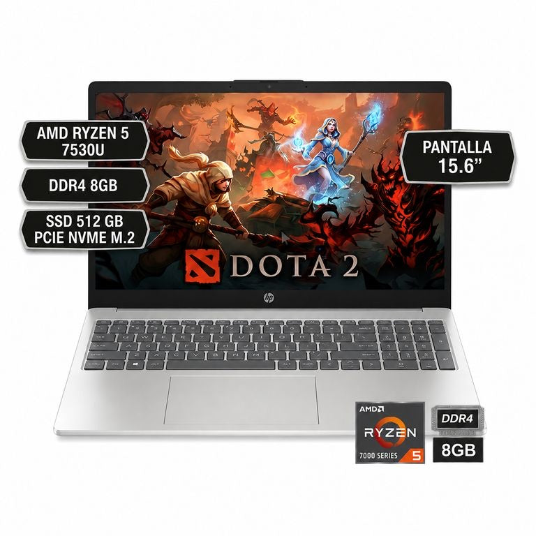 Computador portátil HP15-FC0354LA Ryzen 5 7530U/8GB/SSD512GB 15"
