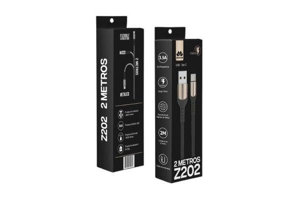 Cable de carga USB a tipo c 3.5A 2mts negro Z202