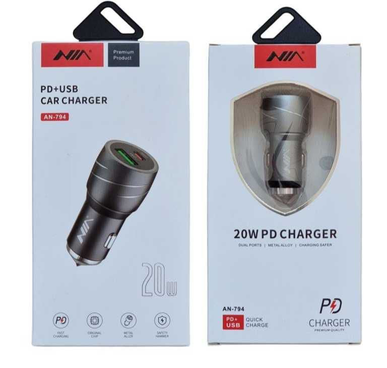 Cargador USB para carro en aluminio